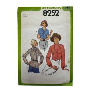 Vintage 1977 SIMPLICITY Blouse with Ascot Pattern Cut Size 12 Misses #8252
